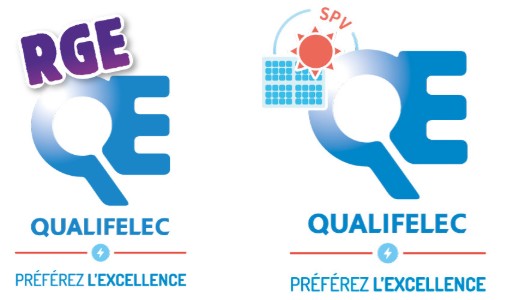Logos Qualifelec RGE et Qualifelec Solaire photovoltaïque (SPV)